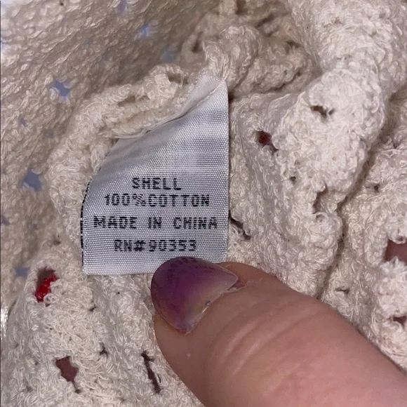 Rebellion Cream Crochet Crop Top with Red Cherry Accents - Picture 5 of 5